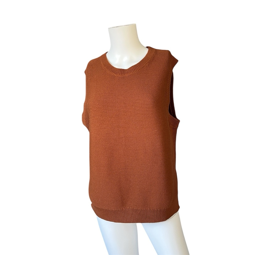 Banana Republic Factory Sleeveless Knit Sweater Burnt Orange Cotton Size Medium